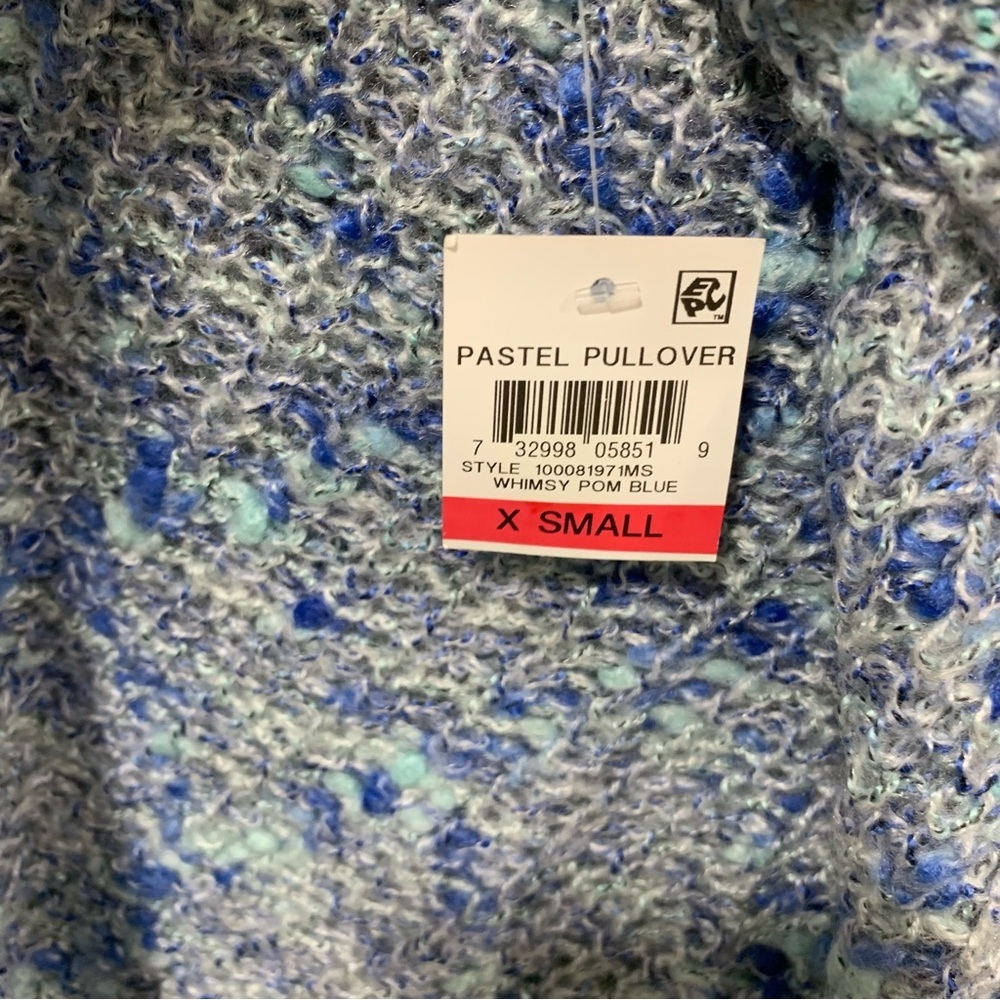 Style & Co. Blue Speckled V-Neck Oversized Pullover Sweater - Size XS - Picture 3 of 5